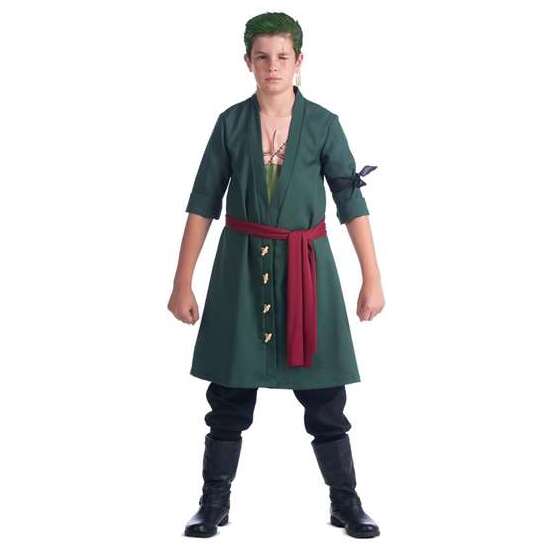 DISFRAZ RORONOA ZORO CREMA PARA EL PELO, PENDIENTES, CHAQUETA, PAÑUELO, FAJÍN Y PANTALÓN TALLA 10-12 Y image 0