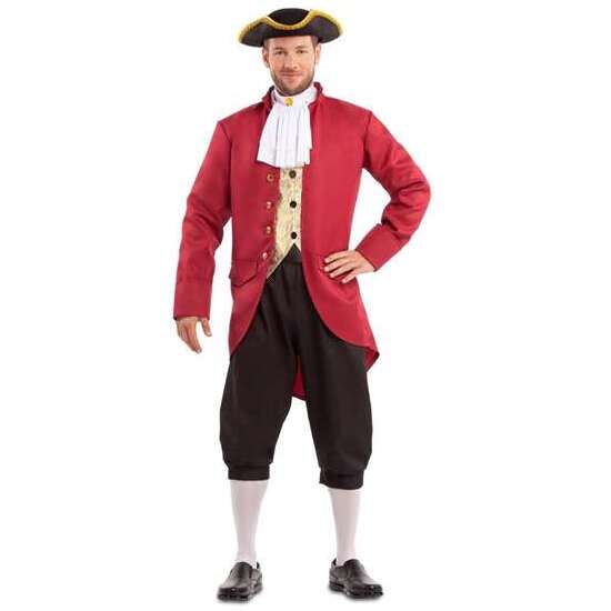 DISFRAZ HOMBRE COLONIAL CHAQUETA, PANTALÓN, CHALECO Y CHORRERA TALLA XXL image 0