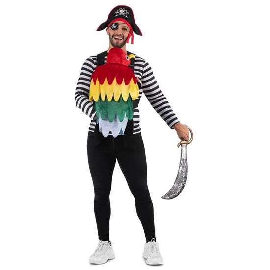 CUBREMOCHILA PIRATA Y LORO CUBREMOCHILA, GORRO PIRATA, PARCHE PIRATA Y GORRITO LORO  TALLA ONE SIZE ADULT image 0