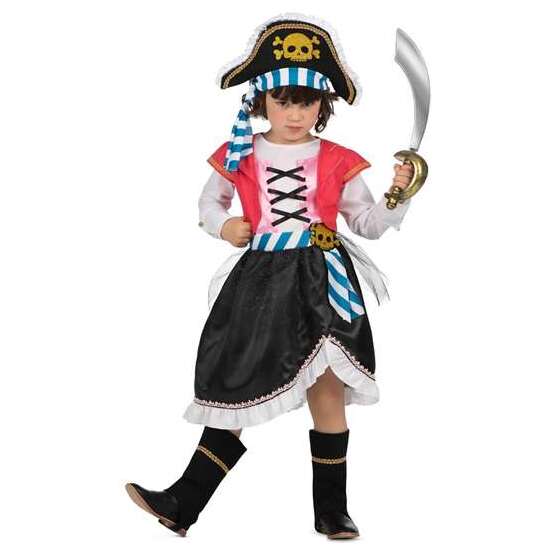 DISFRAZ PIRATA GORRO, VESTIDO CON CORPIÑO, CHALECO Y CINTURÓN, Y CUBREBOTAS TALLA 7-9 Y image 0