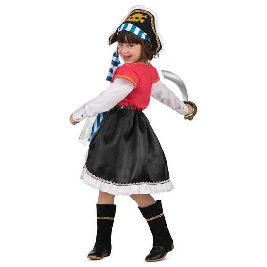 DISFRAZ PIRATA GORRO, VESTIDO CON CORPIÑO, CHALECO Y CINTURÓN, Y CUBREBOTAS TALLA 10-12 Y image 4
