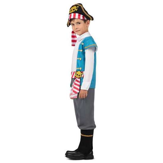 DISFRAZ PIRATA GORRO, CAMISA CON CHALECO Y FAJA, PANTALÓN Y CUBREBOTAS TALLA 7-9 Y image 1