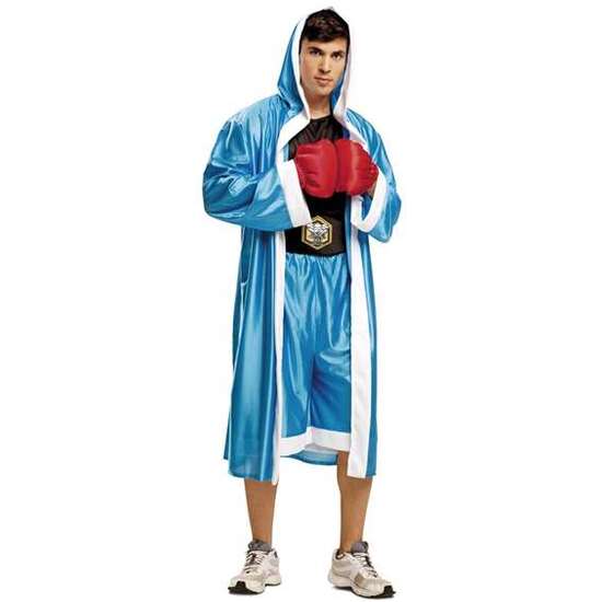 DISFRAZ BOXEADOR PANTALÓN, CAMISETA, BATÍN CON CAPUCHA Y GUANTES TALLA XXL image 0