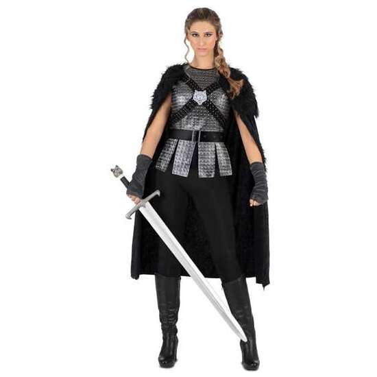 DISFRAZ DAMA DEL NORTE CAPA CON CORREAJE, TÚNICA, CINTURÓN Y MITONES TALLA L image 0