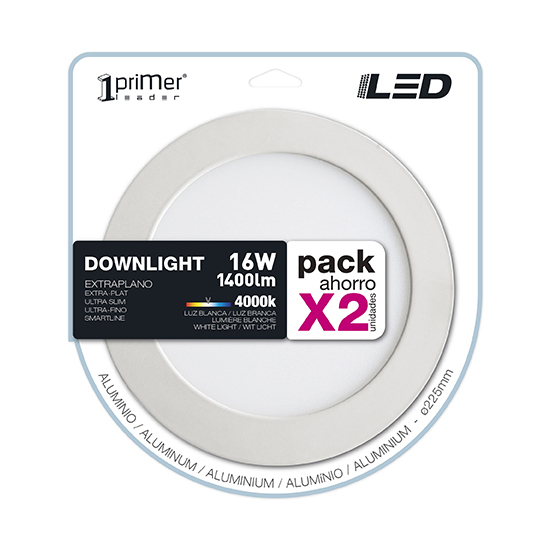 DOWNLIGHT EXTRAPLANO LED REDONDO BLANCO 16W 1400LM PRIMER LEADER - 2UDS image 1