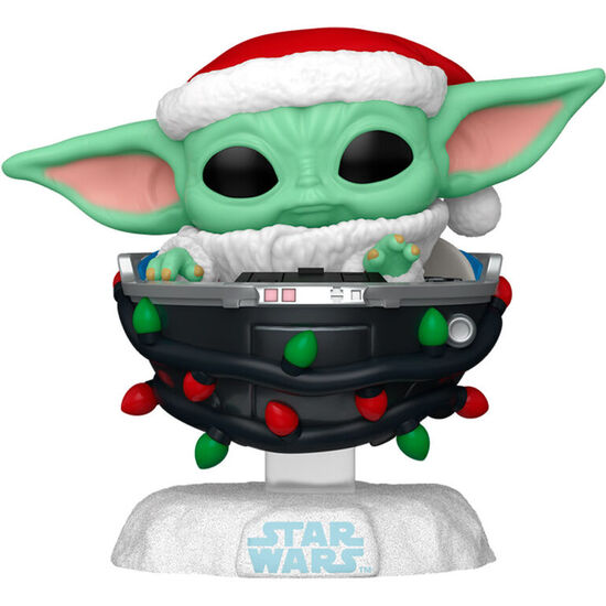 FIGURA POP STAR WARS GROGU WITH SANTA HAT IN PRAM image 1