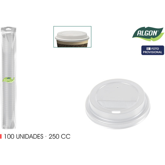 SET-100 TAPAS AGUJ VASOS CAFÉ 250CC ALGON image 1