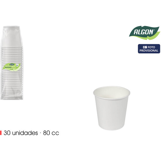 SET-30 VASO BLANCO CARTON 80CC ALGON image 1