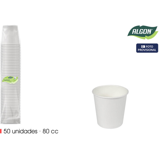 SET-50 VASO BLANCO CARTON 80CC ALGON image 1