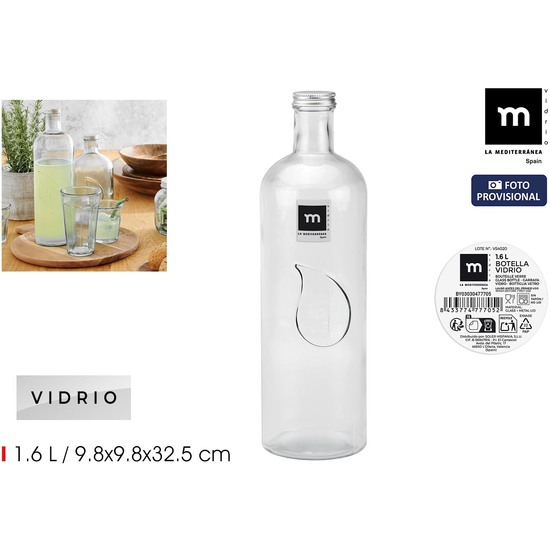 BOTELLA VIDRIO TAPON METAL 1.6L LA MEDITERRANEA image 1