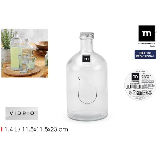BOTELLA VIDRIO TAPON METAL 1.4L LA MEDITERRANEA image 1