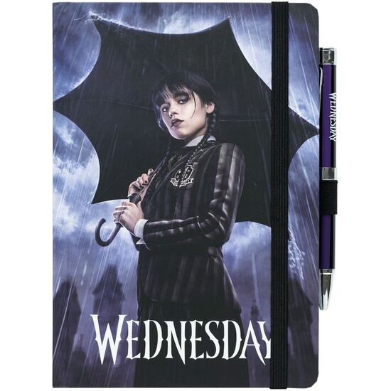 CUADERNO A5 PREMIUM + BOLIGRAFO PROYECTOR MIERCOLES ADDAMS image 0