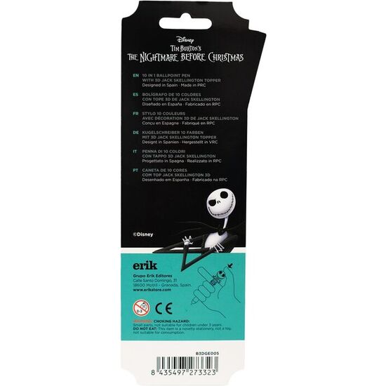 BOLIGRAFO 3D 10 COLORES JACK SKELLINGTON PESADILLA ANTES DE NAVIDAD DISNEY image 1