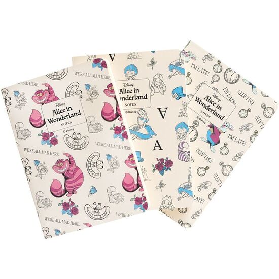 SET 3 CUADERNOS A6 ALICIA EN EL PAIS DE LAS MARAVILLAS DISNEY image 0