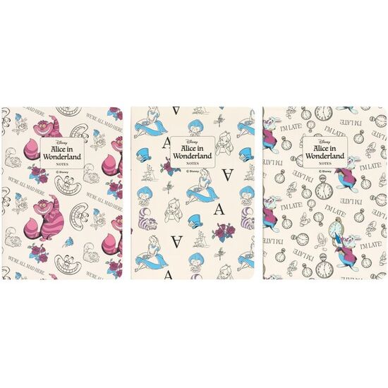 SET 3 CUADERNOS A6 ALICIA EN EL PAIS DE LAS MARAVILLAS DISNEY image 1