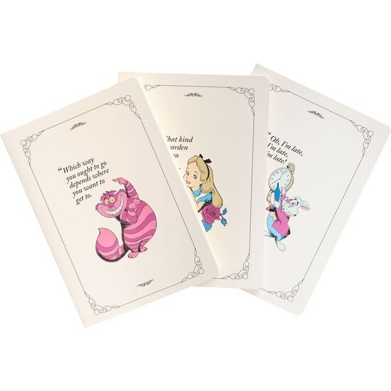 SET 3 CUADERNOS A5 ALICIA EN EL PAIS DE LAS MARAVILLAS DISNEY image 0