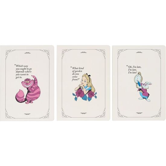 SET 3 CUADERNOS A5 ALICIA EN EL PAIS DE LAS MARAVILLAS DISNEY image 1