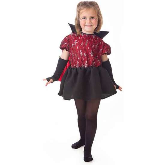 DISFRAZ INFANTIL VAMPIRA ESQUELETOS T-0 (VESTIDO, MITONES Y CAPA) image 2