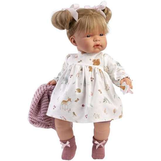 MUÑECA LLORONA JOELLE CHALECO LANA ROSA 38CM image 1