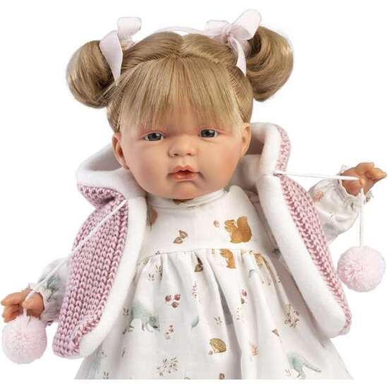 MUÑECA LLORONA JOELLE CHALECO LANA ROSA 38CM image 2