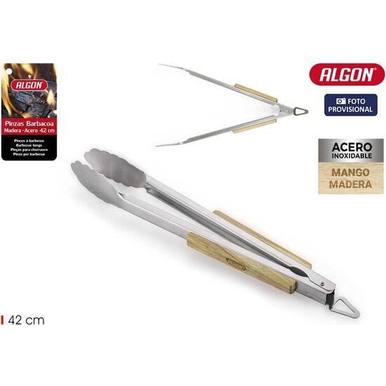PINZAS BARBACOA WOOD 42CM ALGON BBQ image 1