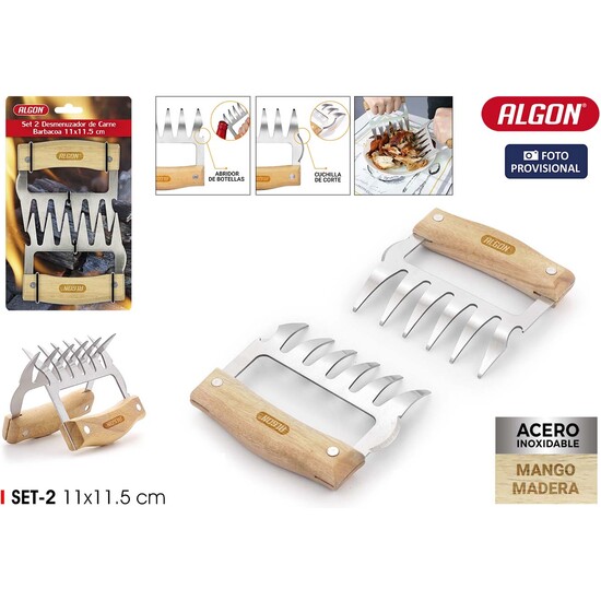SET-2 DESMENUZADOR CARNE BBQ WOOD ALGON BBQ image 1