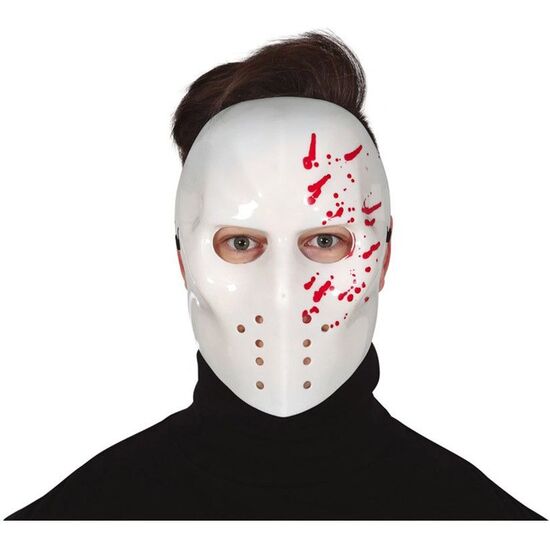 MASCARA HOCKEY BLANCA CON SANGRE PVC image 0