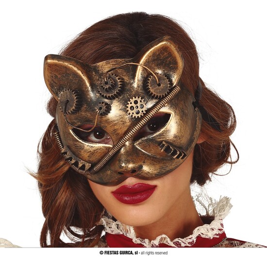 MASCARA GATO STEAMPUNK PVC image 0