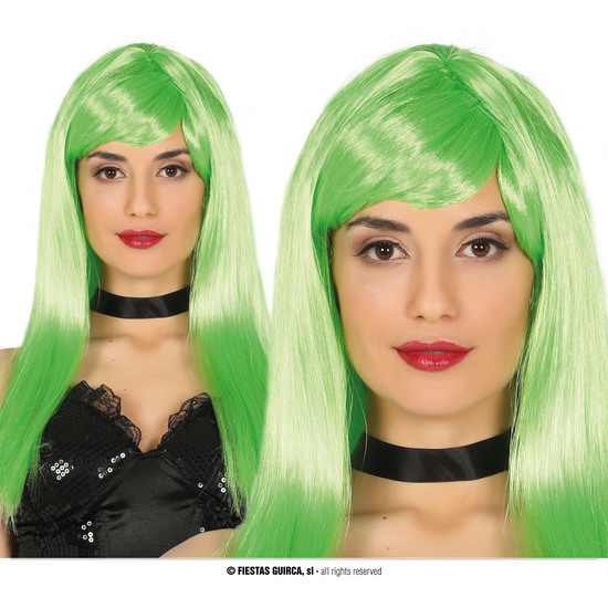 PELUCA MELENA VERDE NEON EN CAJA image 0
