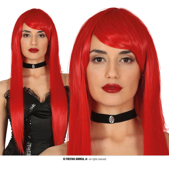 PELUCA MELENA LISA ROJA H.Q. EN CAJA image 0