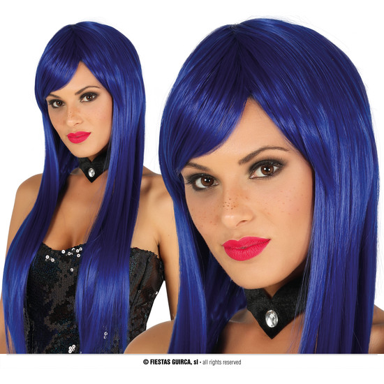 PELUCA MELENA LISA AZUL MARINO H.Q. EN CAJA image 0