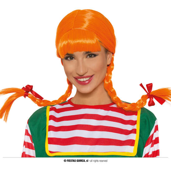 PELUCA NARANJA CON TRENZAS  EN CAJA image 0