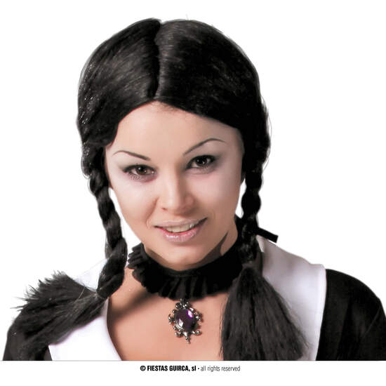 PELUCA NEGRA CON TRENZAS EN CAJA image 0