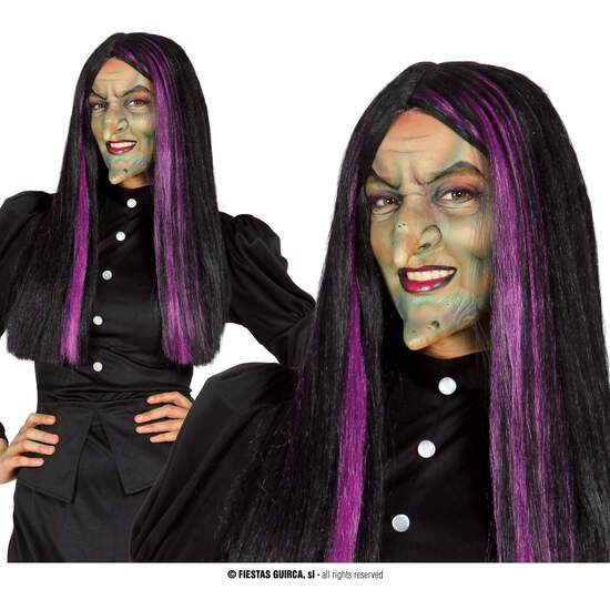 PELUCA BRUJA CON MECHAS LILAS image 0