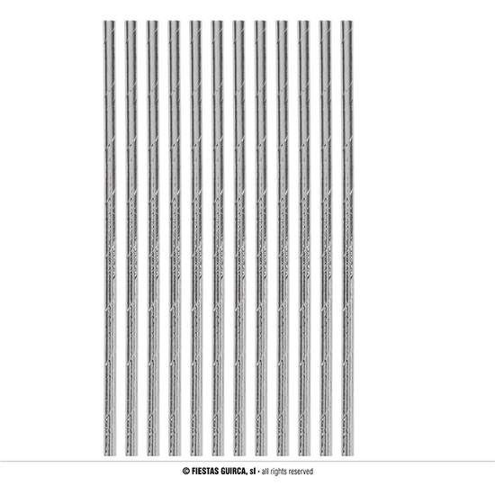 BOLSA 12 PAJITAS PLATA 6X200 MM image 0