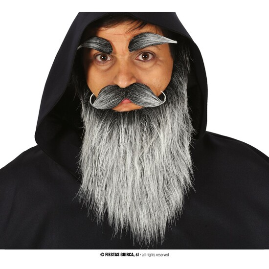 BARBA LARGA GRIS CON BIGOTE Y CEJAS image 0