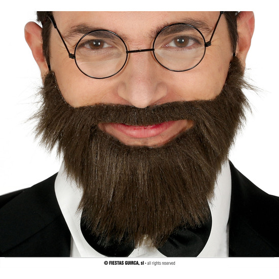 BARBA Y BIGOTE CASTAÑA CON GOMA ELASTICA image 0