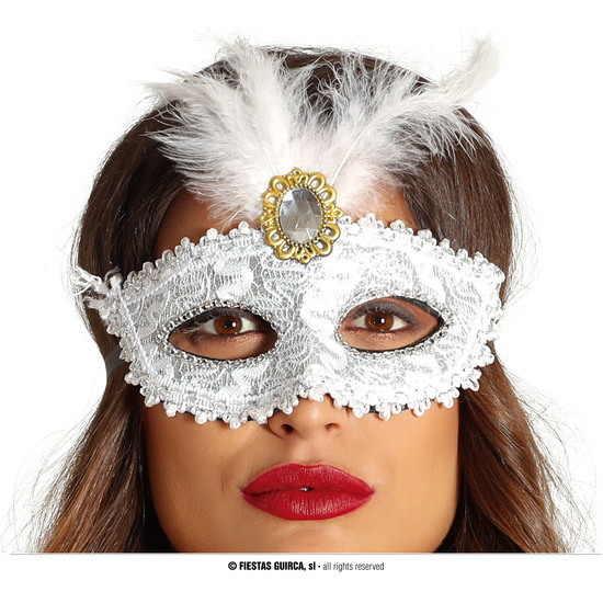 ANTIFAZ BLANCO CON PLUMA image 0