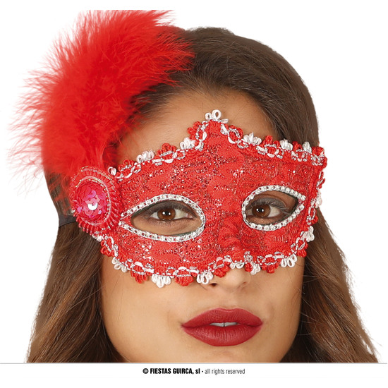 ANTIFAZ ROJO CON PLUMA image 0