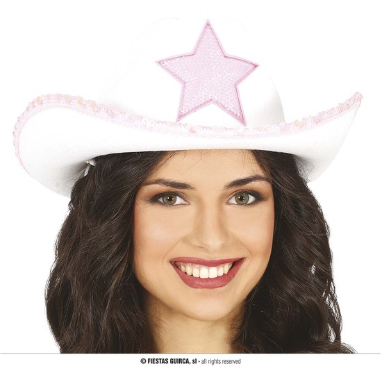 SOMBRERO VAQUERO BLANCO CON ESTRELLA image 0