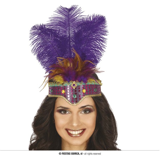 DIADEMA CON PLUMAS LILAS image 0
