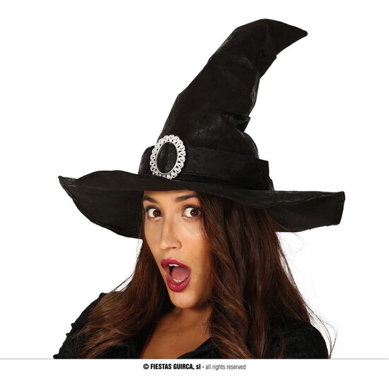 SOMBRERO BRUJA NEGRO SIMIL PIEL image 0