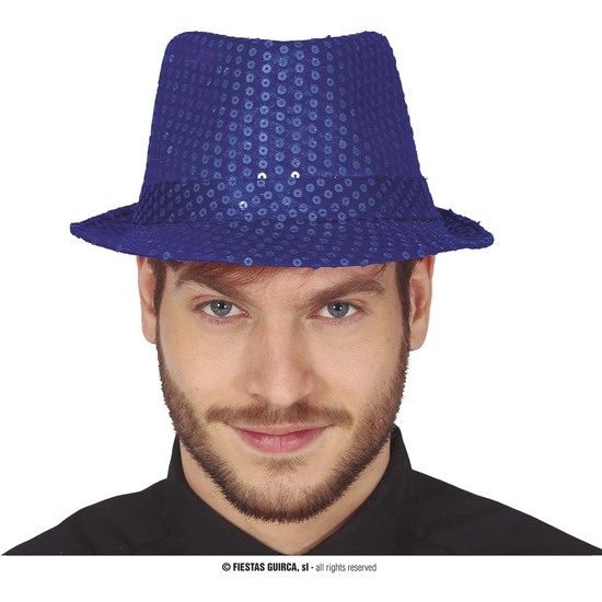 GORRO GANGSTER LENTEJUELAS AZUL image 0