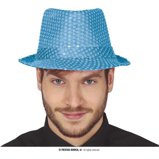 GORRO GANGSTER LENTEJUELAS AZUL CIELO image 0