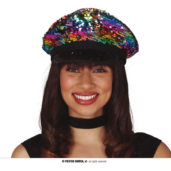 GORRO POLICIA LENTEJUELAS MULTICOLOR image 0