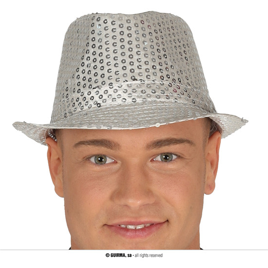 GORRO GANGSTER LENTEJUELAS PLATA image 0