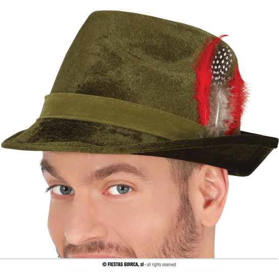 SOMBRERO TIROLES CON PLUMA, TERCIOPELO image 0