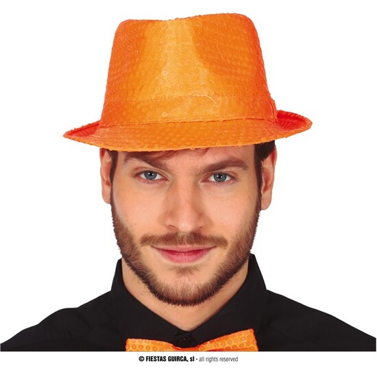 GORRO GANGSTER LENTEJUELAS NARANJA NEON image 0