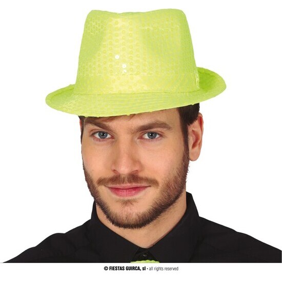 GORRO GANGSTER LENTEJUELAS AMARILLO NEON image 0