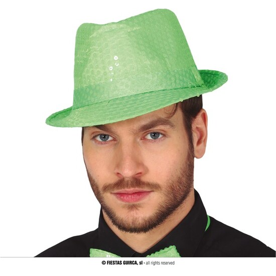 GORRO GANGSTER LENTEJUELAS VERDE NEON image 0